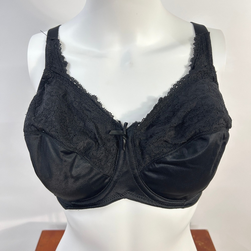 Lilyette 0428 Minimizer Bra 36DDD Black Lace Underwire Romantic Dark‎ Feminine